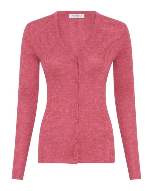 Gabriela Hearst Pink Aiste Ribbed-Knit Cardigan