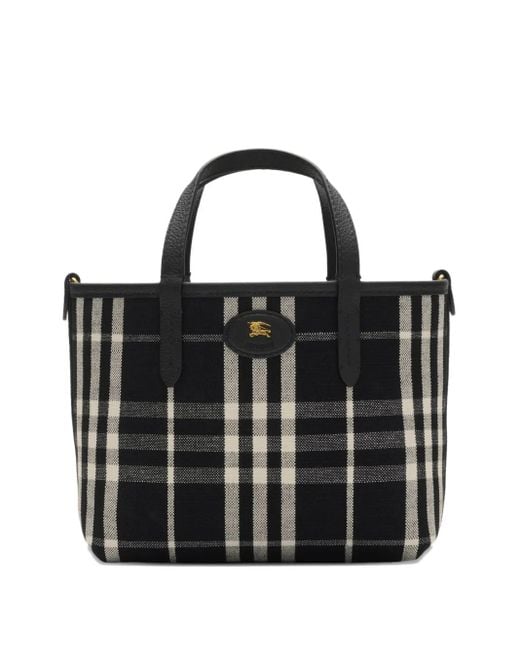 Burberry Black Mini Bloomsbury Reversible Check Tote Bag