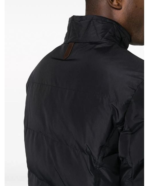 Canali Blue Leather-Tag Padded Jacket for men