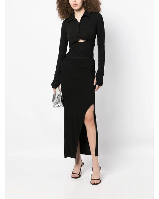 Helmut Lang Black Cut-Out Button-Up Top