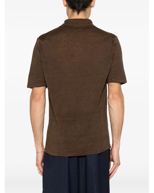 Roberto Collina Brown Half-Button Polo Shirt for men