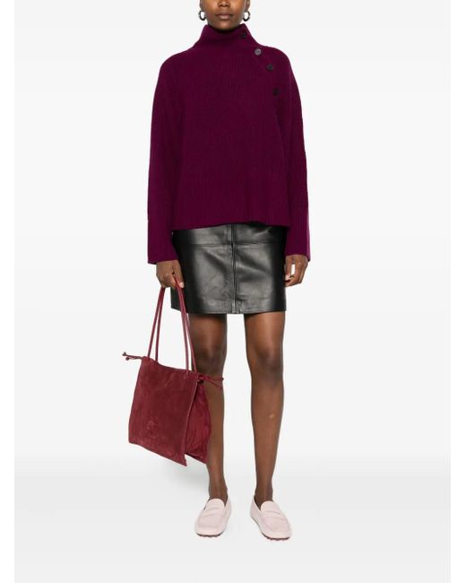Eric Bompard Purple Long-Sleeves Buttoned Sweater