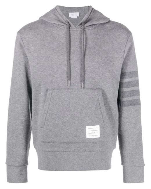 Thom Browne Gray Tricolor Knit Hoodie For for men