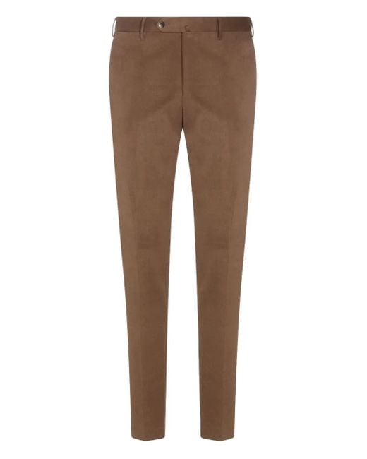 PT Torino Brown Button Trousers for men