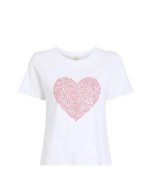 Cinq À Sept White Rhinestone-Embellished Heart-Print T-Shirt
