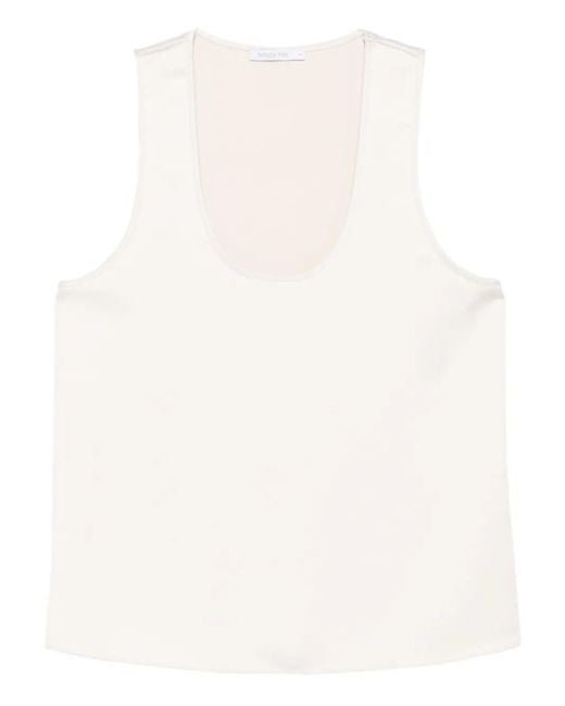 Patrizia Pepe Mouwloze Top Met Diepe Ronde Hals in het White