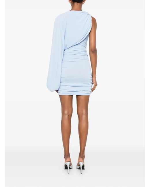 ANDAMANE Blue One-Shoulder Ruched Mini Dress