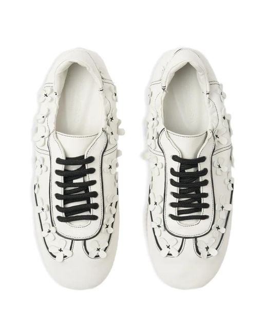Scarosso White Riley Flowers Round-Toe Sneakers