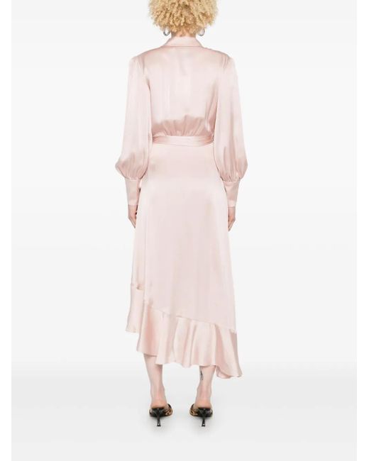 Zimmermann Pink Light Midi Wrap Dress