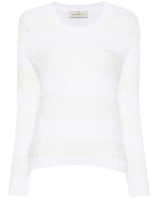Threaded open-knit jumper di Bruno Manetti in White