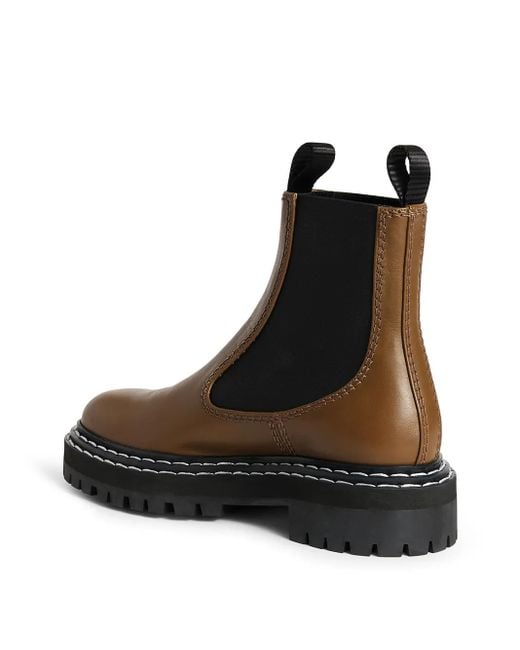 Proenza Schouler Black Lug Sole Contrast-Stitch Combat Boots
