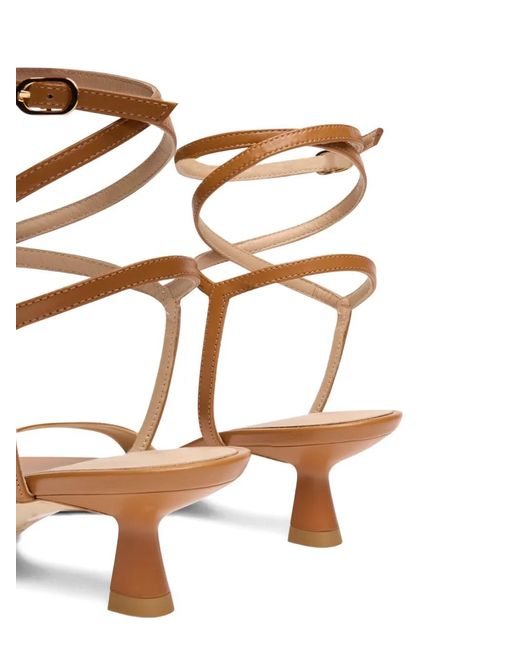 Stuart Weitzman Natural Wrap Leather Sandals