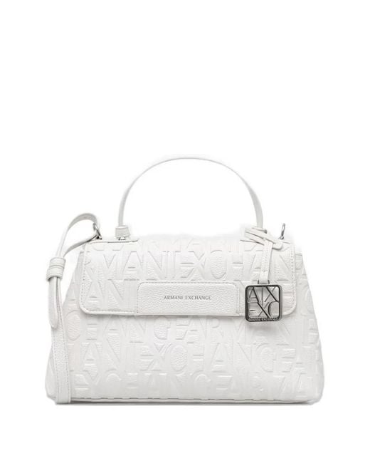 ARMANI EXCHANGE White Logo-Embossed Top-Handle Bag