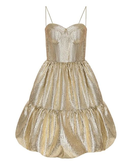 Anouki Natural Tiered Metallic Dress