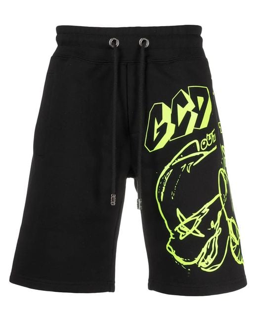 Gcds Black Graffiti Print Track Shorts for men