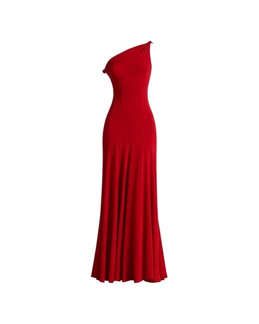 Alice + Olivia Red Noelia Twist-Detail Maxi Dress