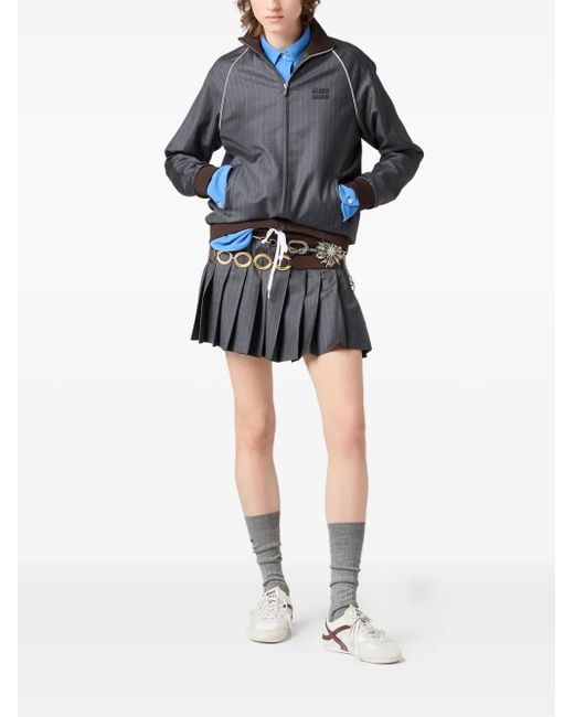 Miu Miu Black Pinstripe Pleated Skirt
