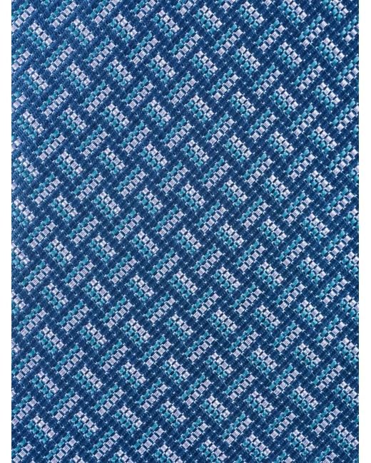 Brioni Blue Geometric-Pattern Tie for men