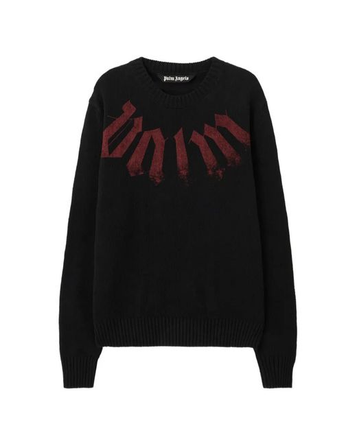 Palm Angels Black Logo-Print Sweater for men