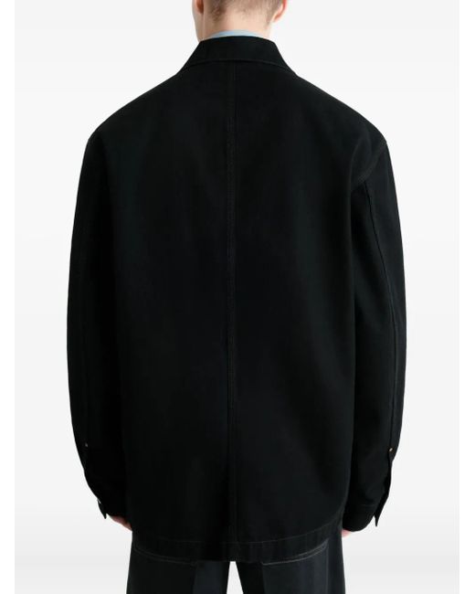 Lemaire Black Patch-Pocket Front-Closure Jacket for men