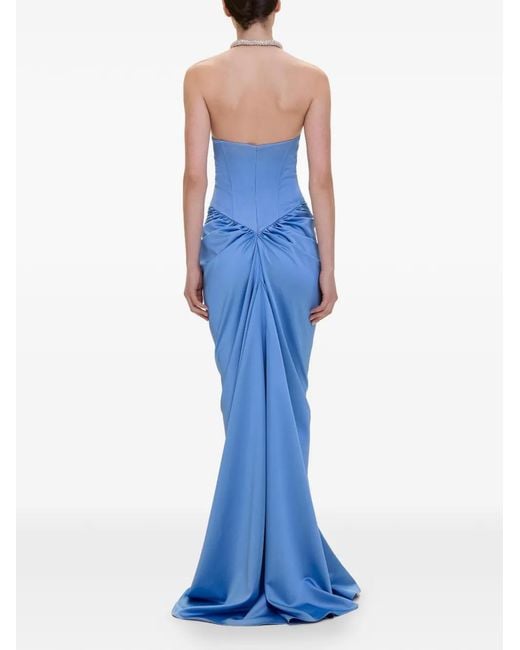 V:PM ATELIER Blue Flavia Ruched Corset Dress
