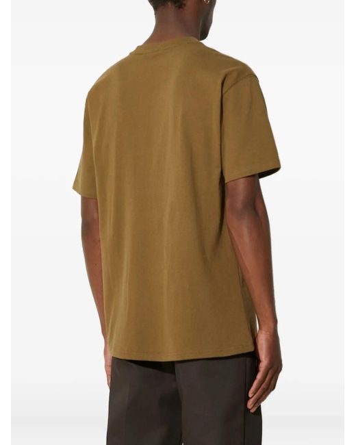 PUMA Green Embroidered-Logo Crew-Neck T-Shirt for men
