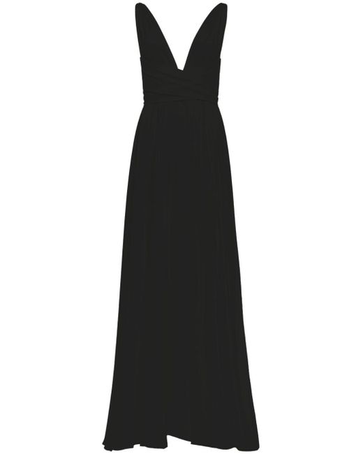 Azeeza Black Cirrus V-neck Silk Gown