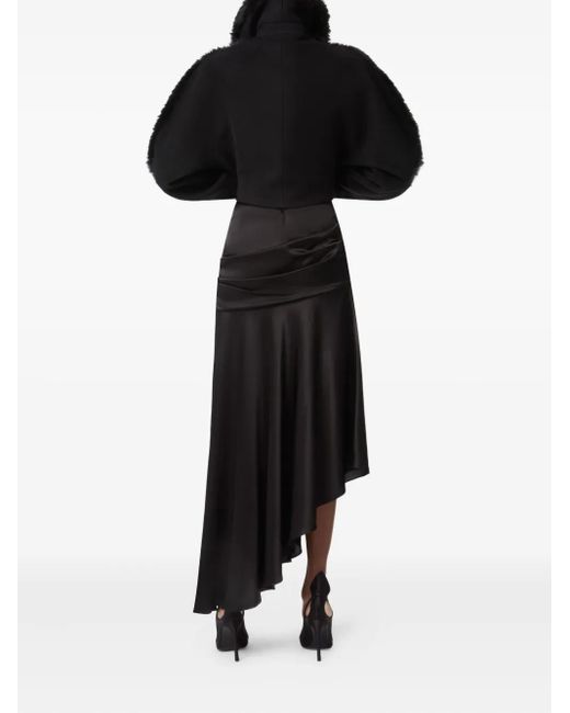 Nina Ricci Black Asymmetric Draped Satin Skirt