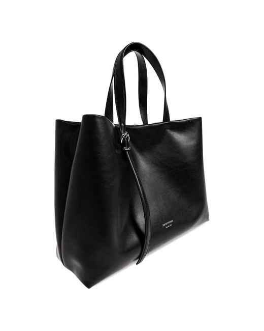 Emporio Armani Black Buckle Bovine Leather Tote Bag