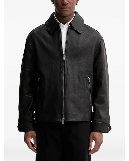 AllSaints Black Garrison Collared Zip Jacket for men