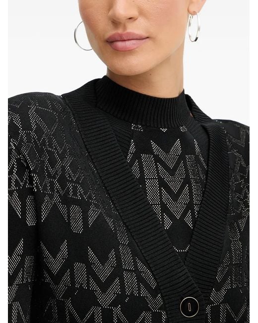MARCIANO BY GUESS Black Button Patterned Cardigan