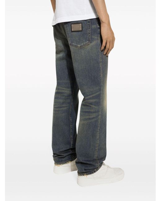 Dolce & Gabbana Gray Classic Distressed Straight-leg Jeans for men
