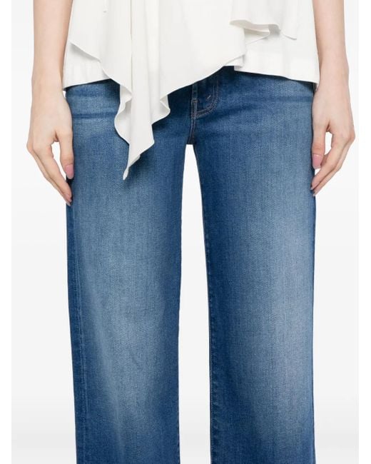 Mother Blue The Rambler Zip Flood Straight-Leg Jeans