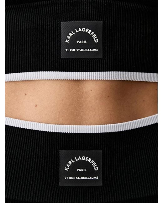 Karl Lagerfeld Black Logo-Patch Ribbed-Knit Leggings