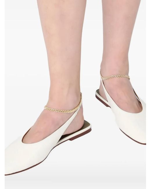 MARIA LUCA White Chain-Embellished Slingback Pumps