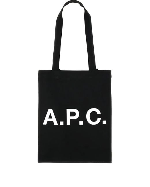 A.P.C. Black Lou Logo-Print Canvas Tote Bag for men