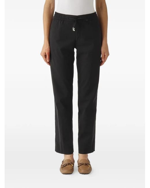 PT Torino Black Drawstring Elasticated-Waist Trousers