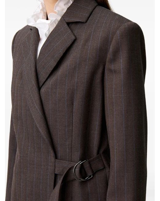 Claudie Pierlot Brown Striped Double Buckle Suit Jacket
