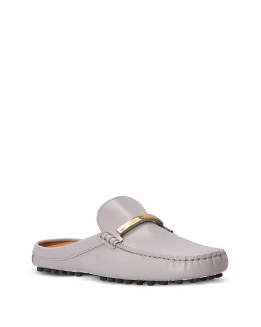 Tod's White Logo-Debossed Mules