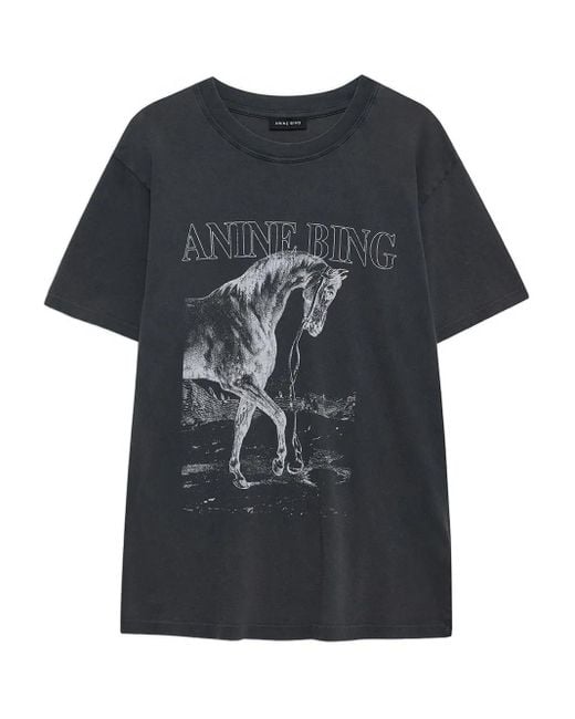Anine Bing Black T-Shirt Lili Tee Horse