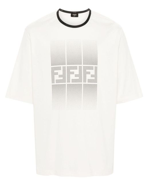 Camiseta con motivo FF Fendi de hombre de color White