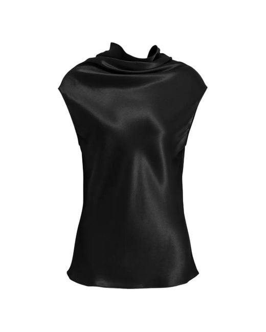 Alberta Ferretti Black Cowl Sleeveless Top