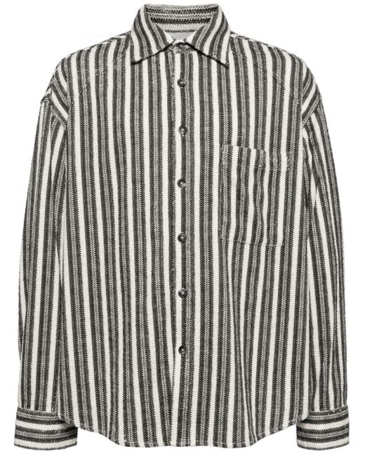 FIVE CM Black Striped Button-up Shirt for men