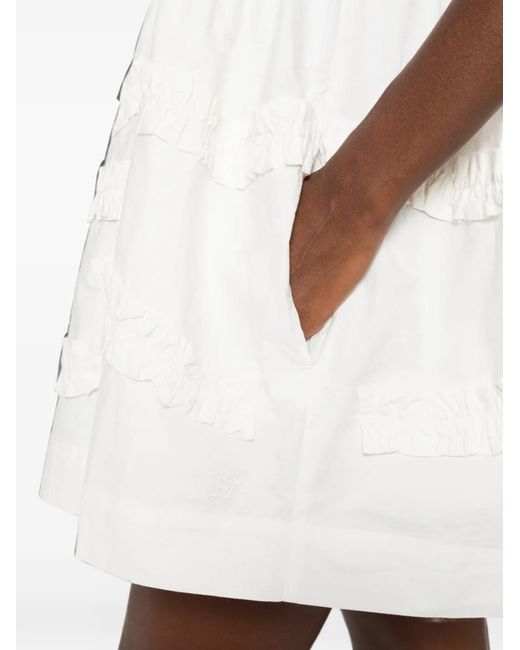 Damson Madder White Stella Ruffle-Trimmed Mini Dress