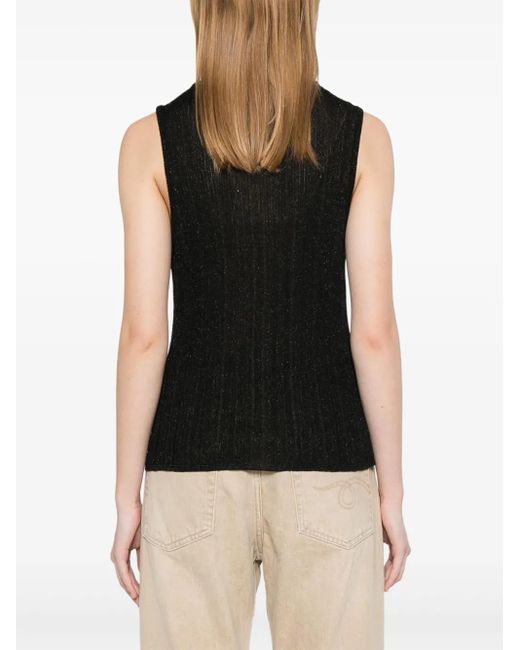 Majestic Filatures Black Fine-Knit Vest