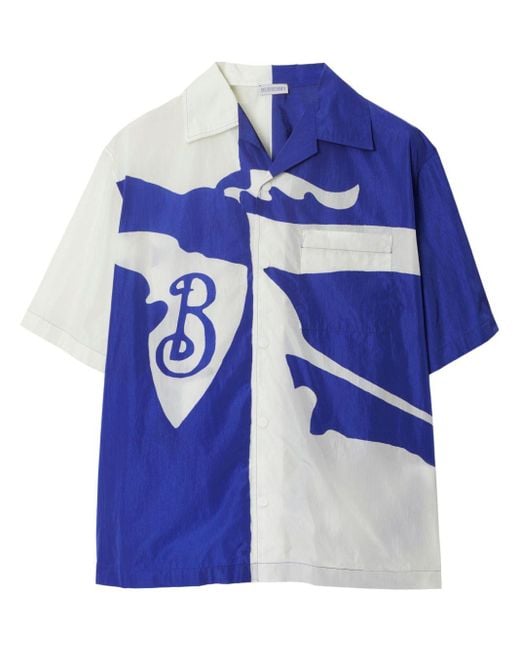 Burberry Blue Equestrian Knight Two-tone Shirt for men