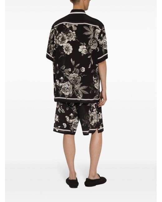 Dolce & Gabbana Sport-Shorts aus Seide mit Print in Black für Herren