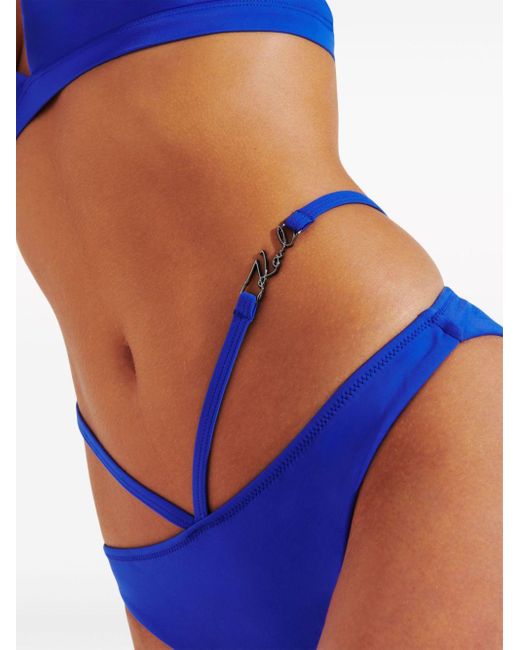 Karl Lagerfeld Blue Signature Strap-detail Bikini Bottoms