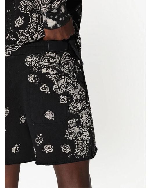 Amiri Black Bandana-print Beach Shorts for men
