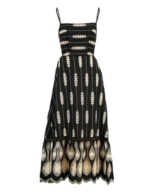 Johanna Ortiz Black Nostalgica Midi Dress